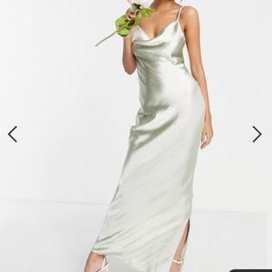 ASOS DESIGN Bridesmaid cami maxi slip dress in high shine satin